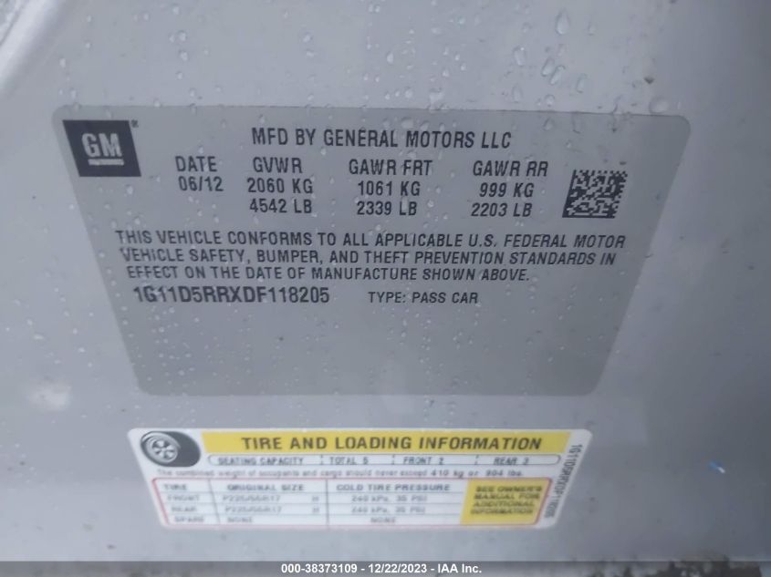 2013 CHEVROLET MALIBU ECO - 1G11D5RRXDF118205