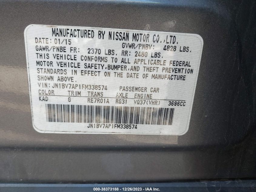 2015 INFINITI Q50 PREMIUM - JN1BV7AP1FM338574