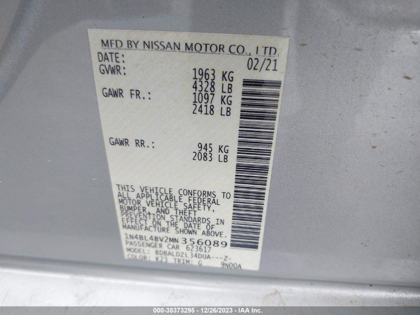 2021 NISSAN ALTIMA S FWD - 1N4BL4BV2MN356089