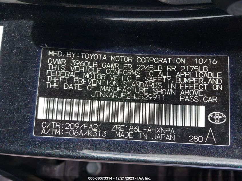 2017 TOYOTA COROLLA IM - JTNKARJE2HJ529911