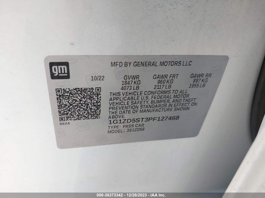 2023 CHEVROLET MALIBU FWD 1LT - 1G1ZD5ST3PF127468