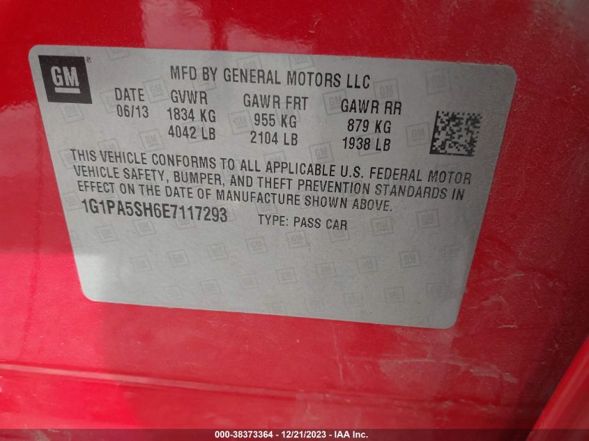 2014 CHEVROLET CRUZE LS AUTO - 1G1PA5SH6E7117293