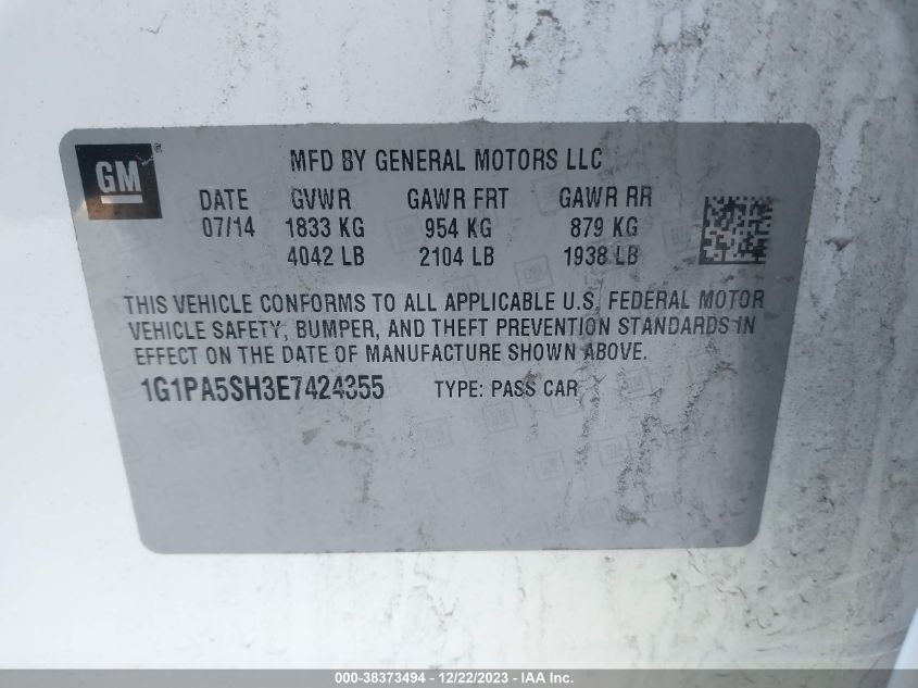 2014 CHEVROLET CRUZE LS - 1G1PA5SH3E7424355
