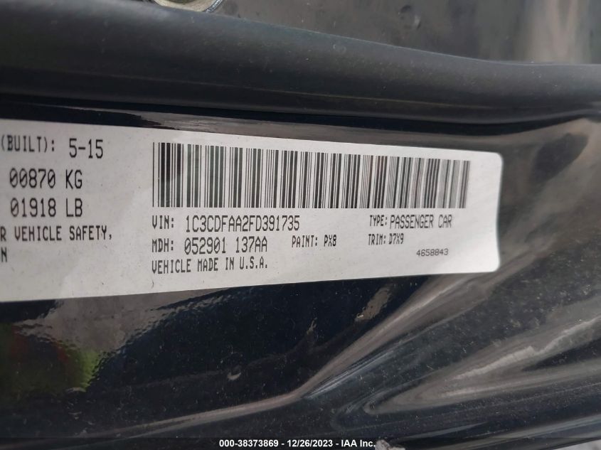 2015 DODGE DART SE - 1C3CDFAA2FD391735