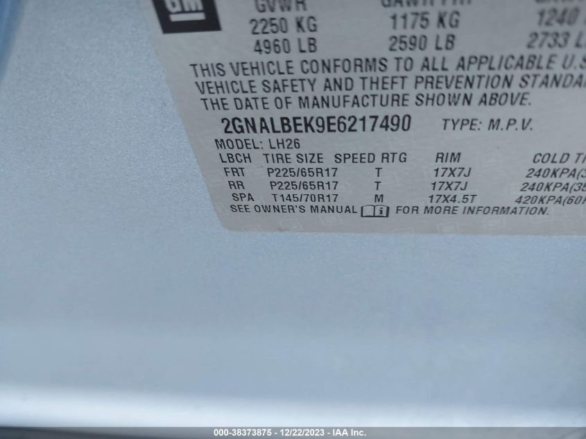 2014 CHEVROLET EQUINOX 1LT - 2GNALBEK9E6217490