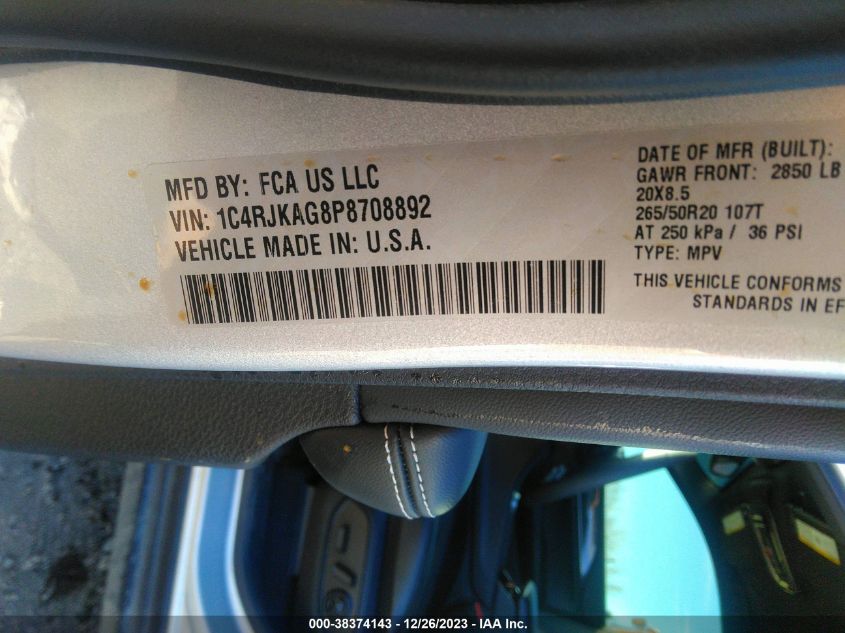2023 JEEP GRAND CHEROKEE L ALTITUDE 4X4 - 1C4RJKAG8P8708892