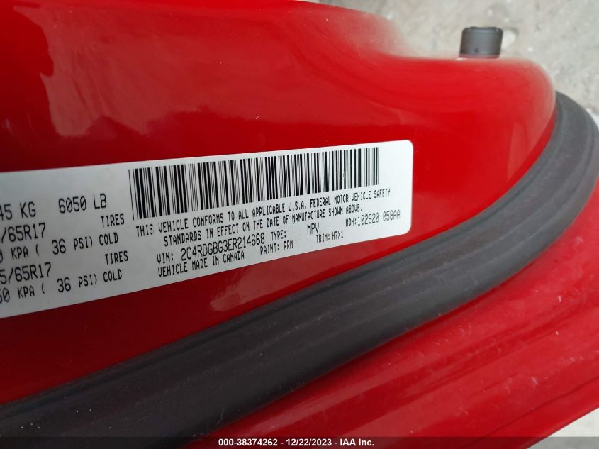 2014 DODGE GRAND CARAVAN AVP/SE - 2C4RDGBG3ER214668