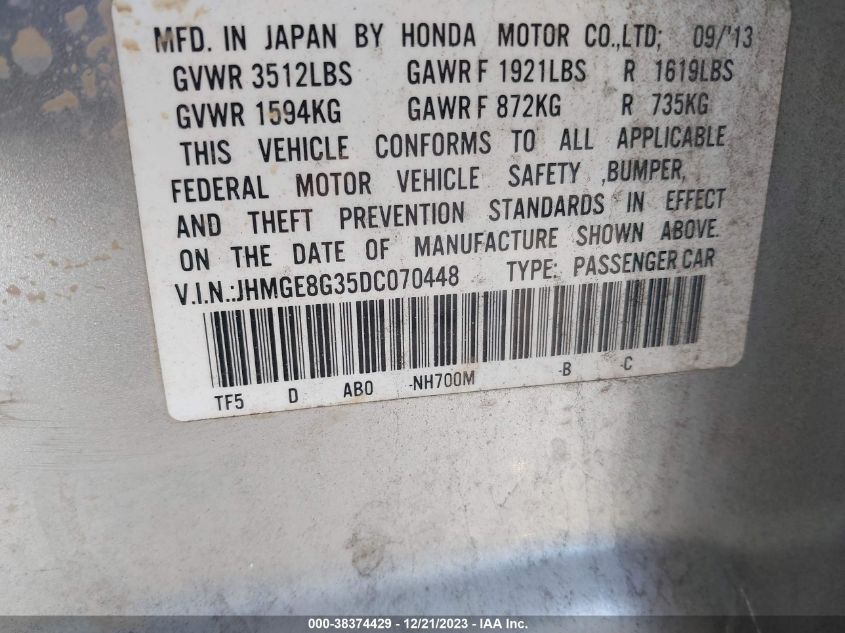 2013 HONDA FIT - JHMGE8G35DC070448