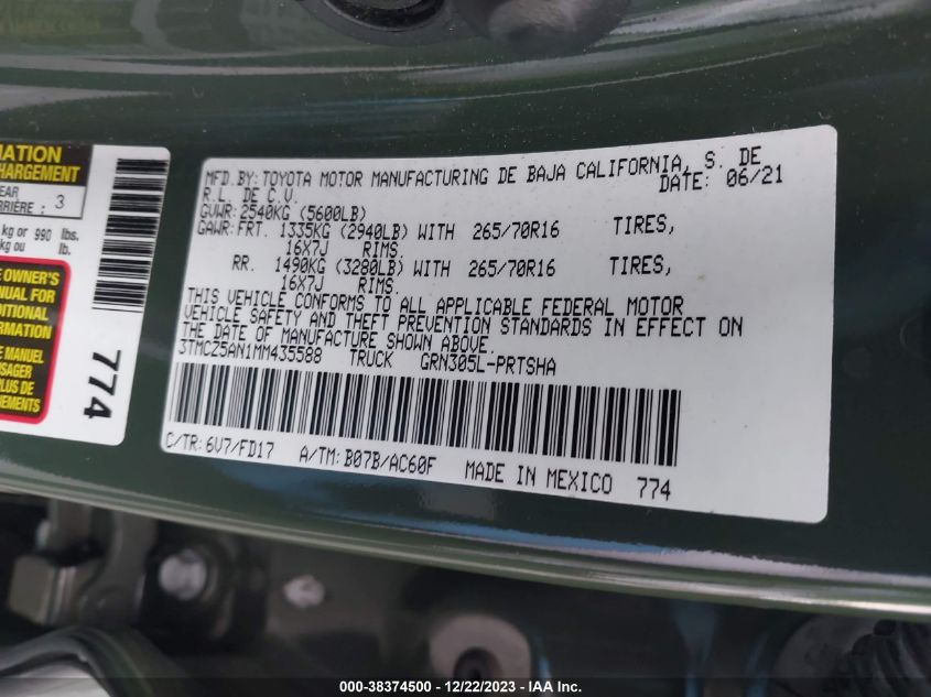 2021 TOYOTA TACOMA TRD OFF-ROAD - 3TMCZ5AN1MM435588