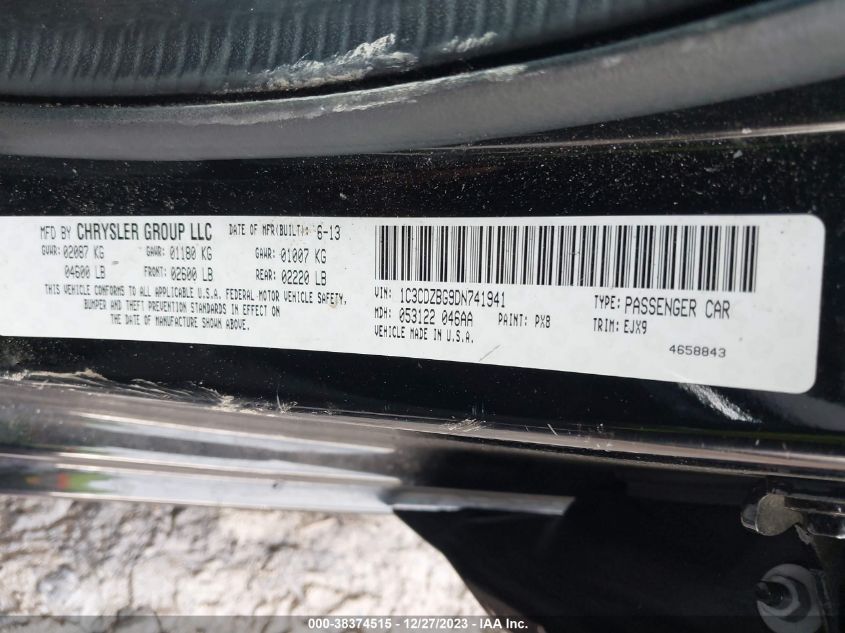 2013 DODGE AVENGER R/T - 1C3CDZBG9DN741941