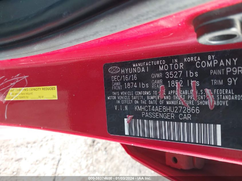 2017 HYUNDAI ACCENT SE - KMHCT4AE8HU272866