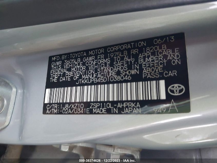 2013 TOYOTA SCION XD - JTKKUPB45D1038046