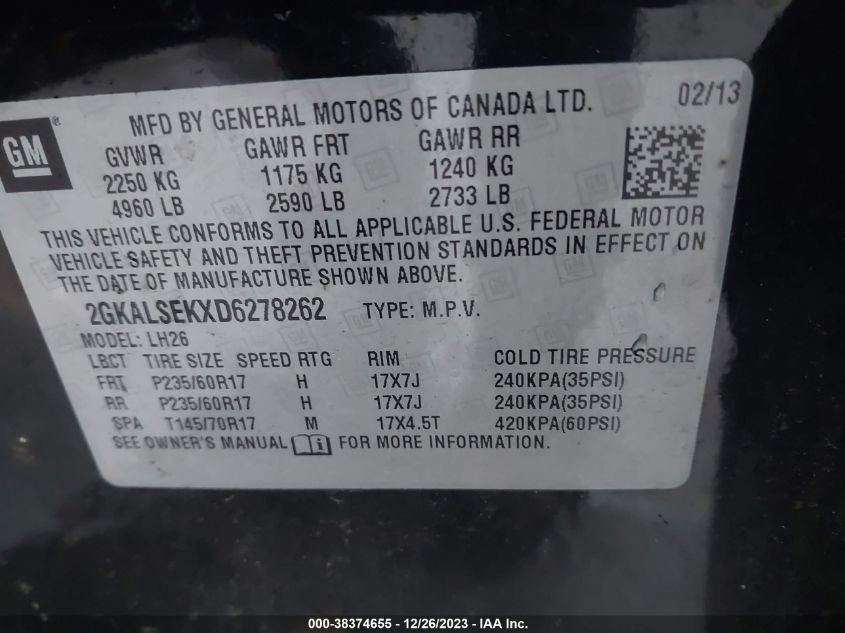 2013 GMC TERRAIN SLE-2 - 2GKALSEKXD6278262