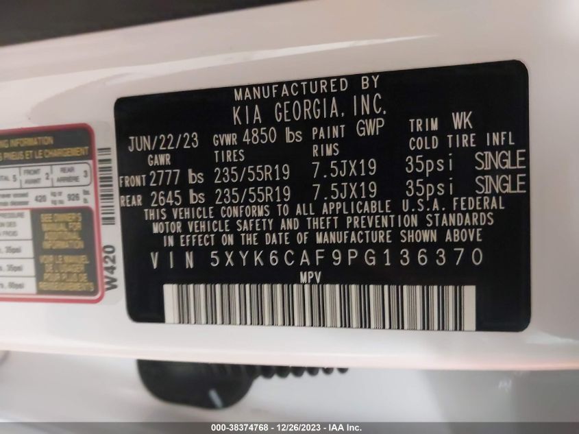 2023 KIA SPORTAGE X LINE - 5XYK6CAF9PG136370
