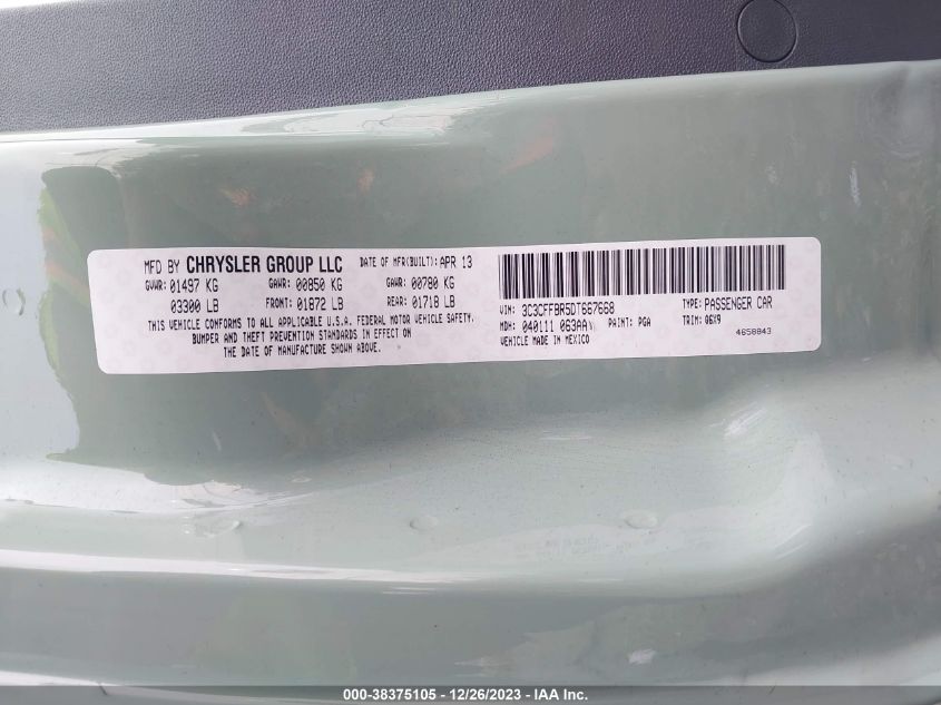 2013 FIAT 500 SPORT - 3C3CFFBR5DT667668
