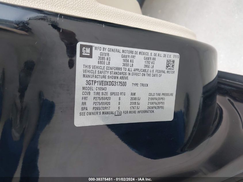2013 GMC SIERRA 1500 SLE - 3GTP1VE0XDG317500