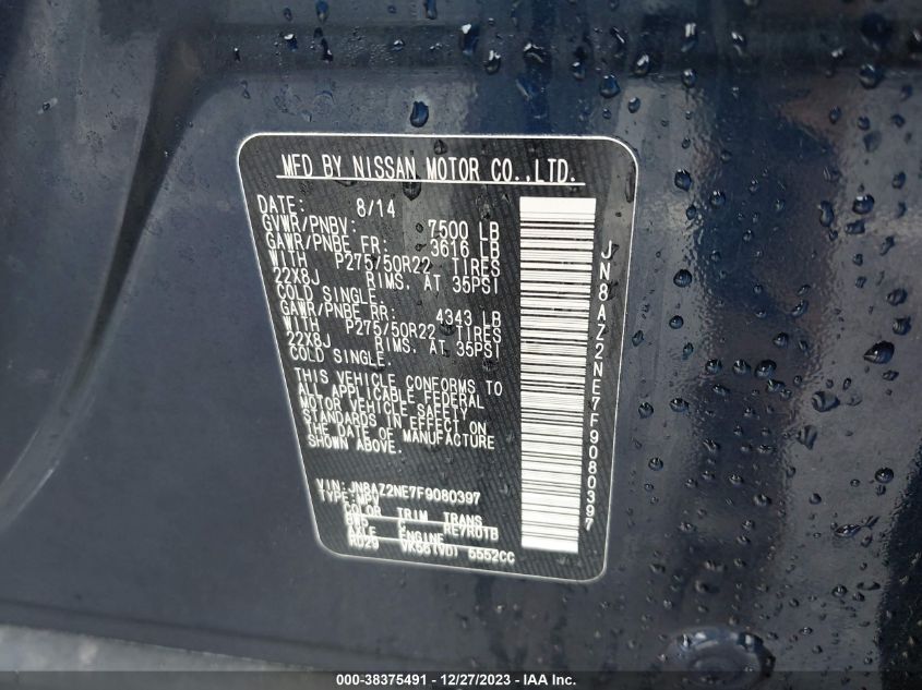 2015 INFINITI QX80 - JN8AZ2NE7F9080397