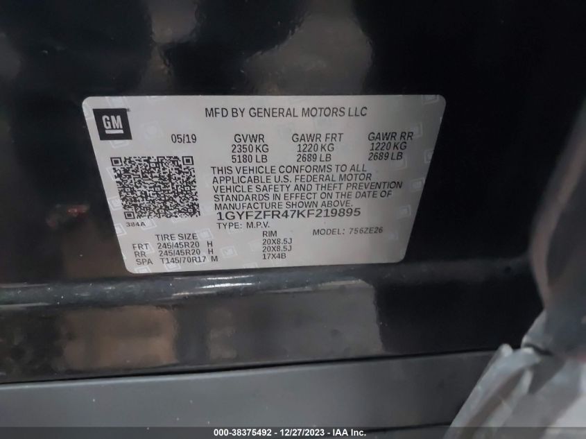 2019 CADILLAC XT4 SPORT - 1GYFZFR47KF219895
