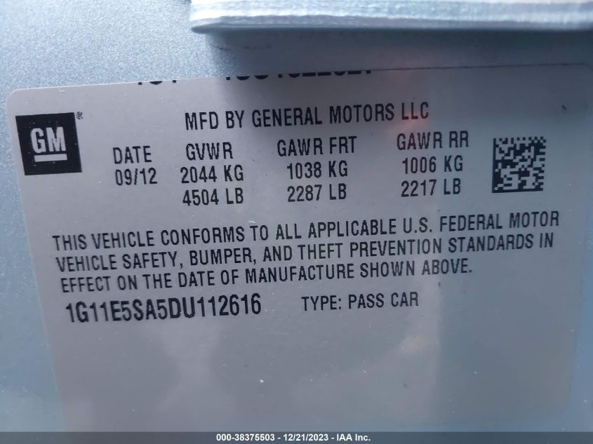 2013 CHEVROLET MALIBU 2LT - 1G11E5SA5DU112616