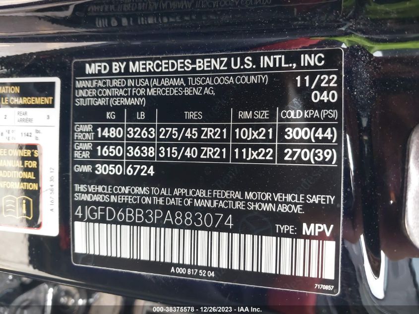 2023 MERCEDES-BENZ AMG GLE 53 COUPE 4MATIC 4JGFD6BB3PA883074