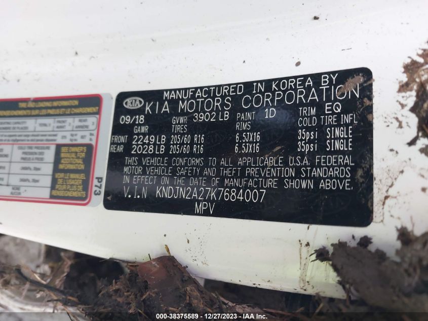 2019 KIA SOUL - KNDJN2A27K7684007