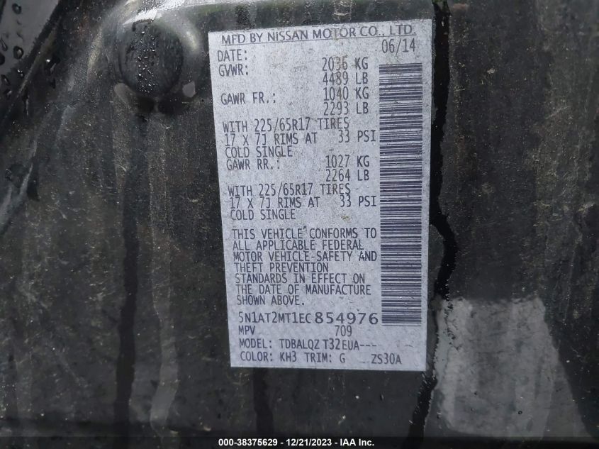 2014 NISSAN ROGUE SV - 5N1AT2MT1EC854976