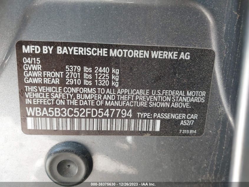2015 BMW 535I XDRIVE - WBA5B3C52FD547794