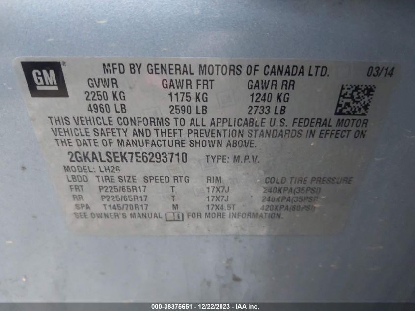2014 GMC TERRAIN SLT - 2GKALSEK7E6293710
