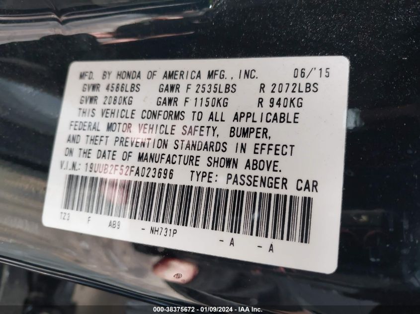 2015 ACURA TLX TECH - 19UUB2F52FA023696