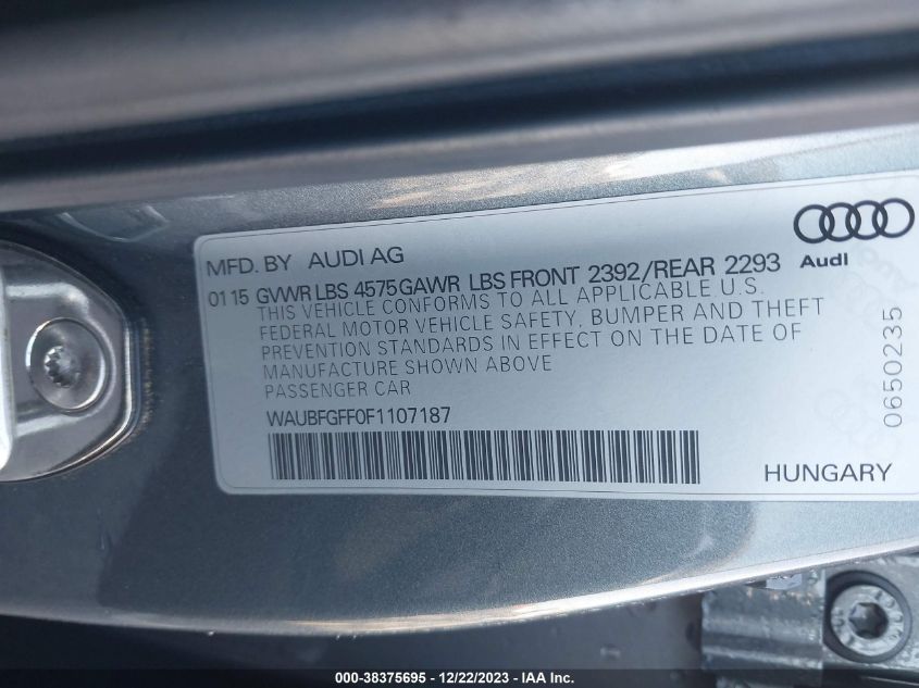 2015 AUDI A3 2.0T PREMIUM - WAUBFGFF0F1107187