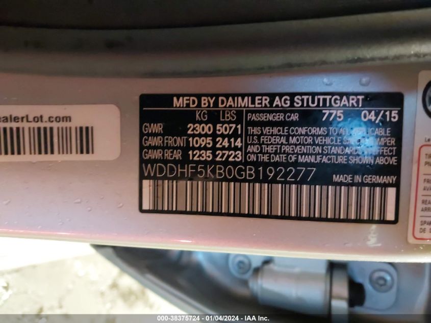 2016 MERCEDES-BENZ E 350 - WDDHF5KB0GB192277
