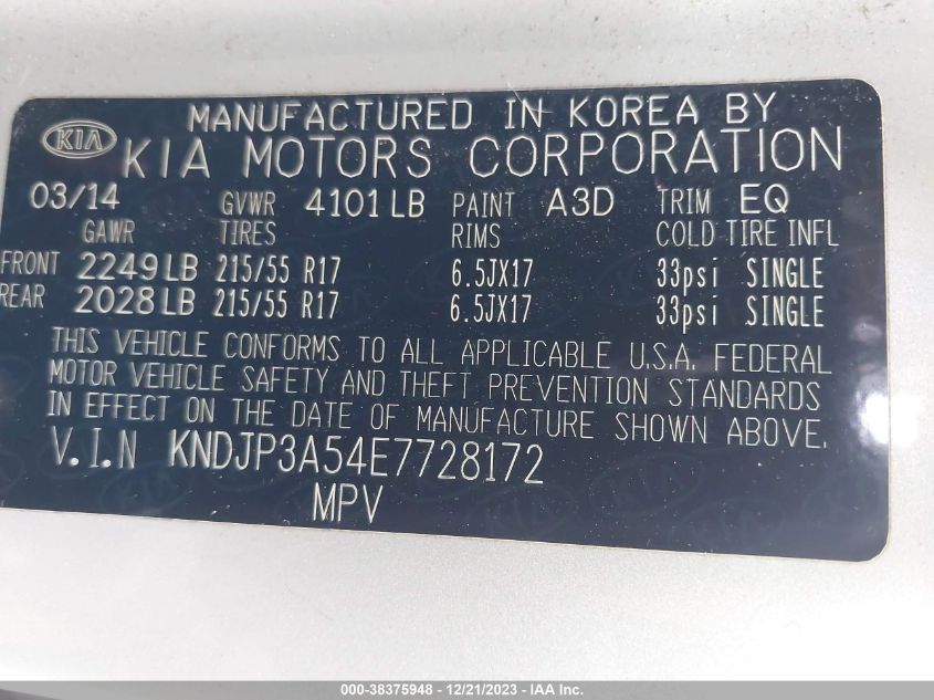 2014 KIA SOUL + - KNDJP3A54E7728172