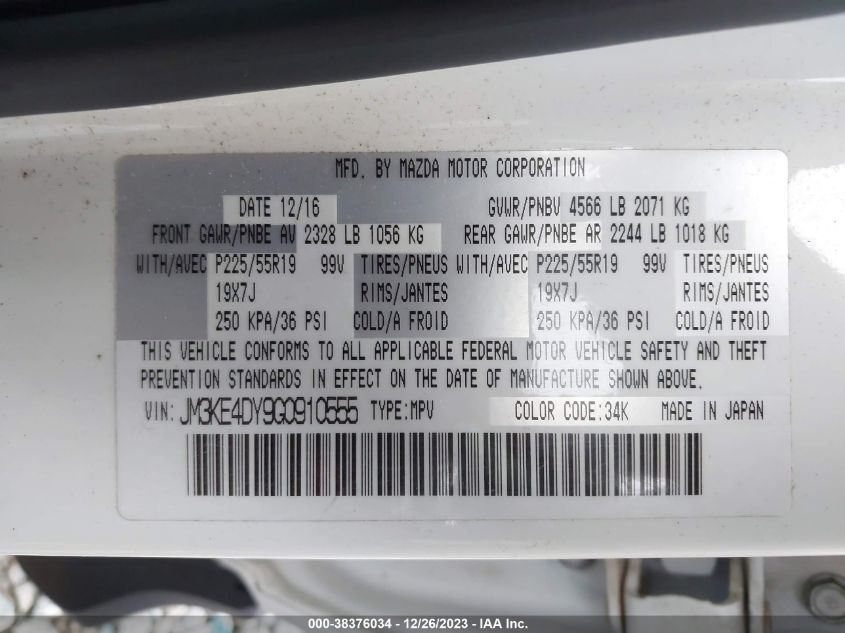 2016 MAZDA CX-5 GRAND TOURING - JM3KE4DY9G0910555
