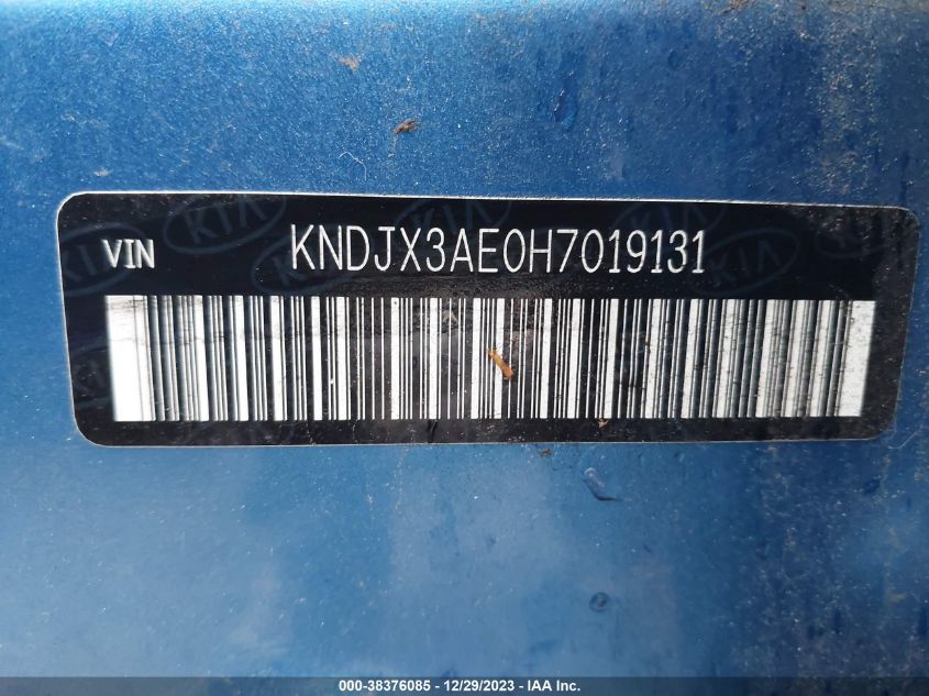 2017 KIA SOUL EV + KNDJX3AE0H7019131