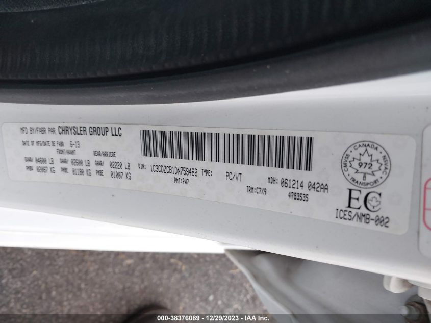 2013 DODGE AVENGER SXT - 1C3CDZCB1DN759482