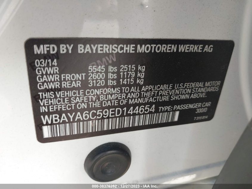 2014 BMW 740I WBAYA6C59ED144654