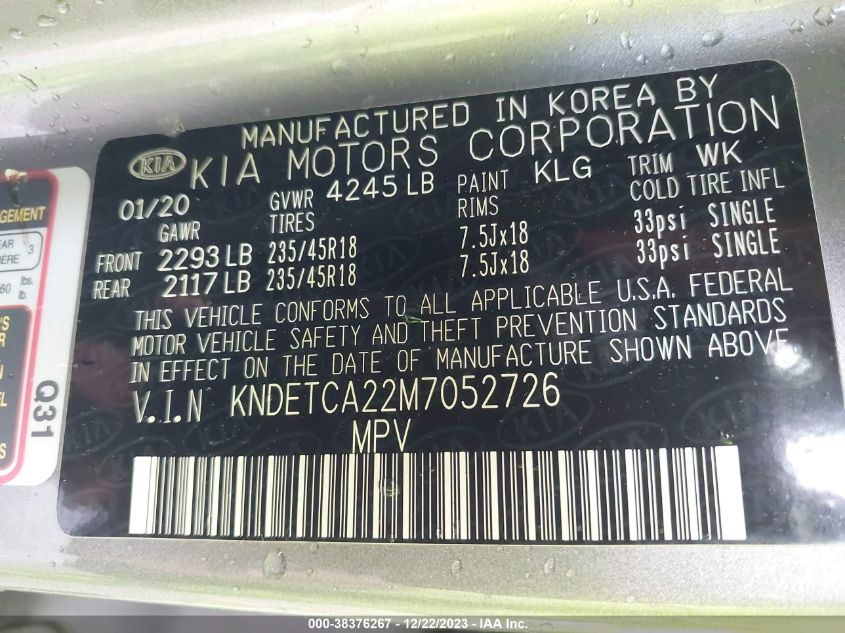 2021 KIA SELTOS SX - KNDETCA22M7052726