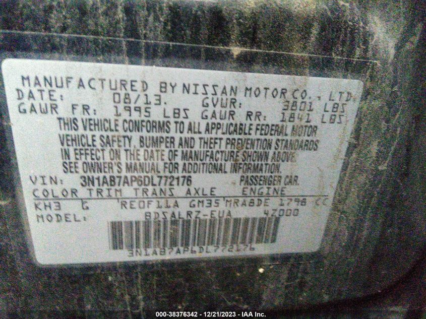 2013 NISSAN SENTRA SR - 3N1AB7AP6DL772176
