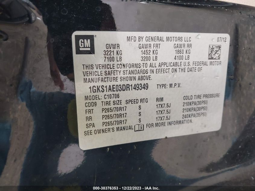 2013 GMC YUKON SLE - 1GKS1AE03DR149349