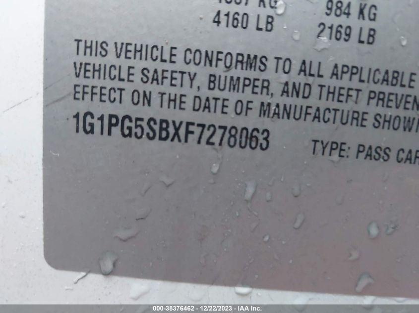 2015 CHEVROLET CRUZE LTZ - 1G1PG5SBXF7278063