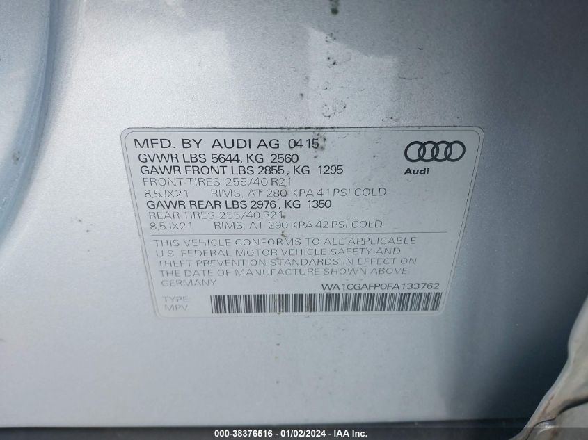 2015 AUDI SQ5 3.0T PREMIUM PLUS - WA1CGAFP0FA133762