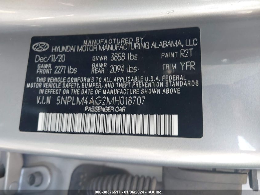 2021 HYUNDAI ELANTRA SEL - 5NPLM4AG2MH018707