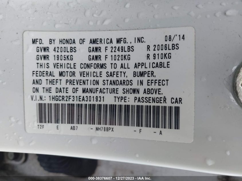 2014 HONDA ACCORD LX - 1HGCR2F31EA301931