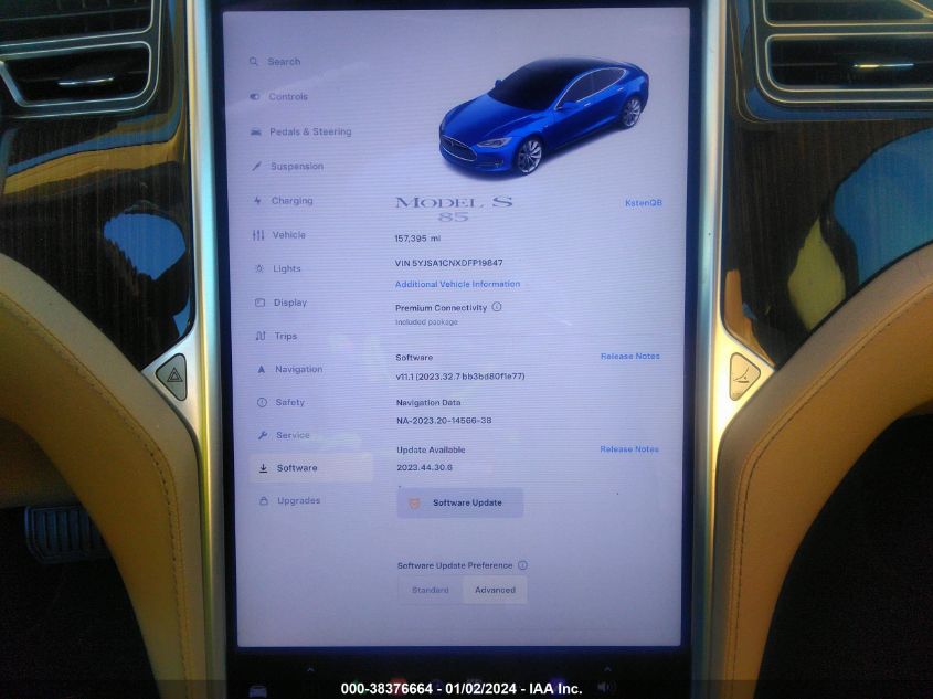 2013 TESLA MODEL S - 5YJSA1CNXDFP19847