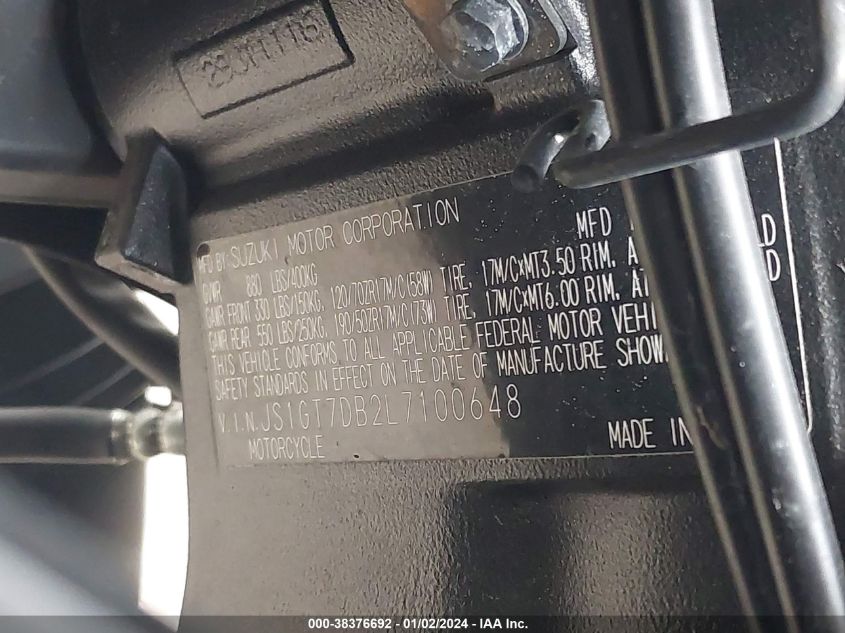 2020 SUZUKI GSX-S 1000SM - JS1GT7DB2L7100648