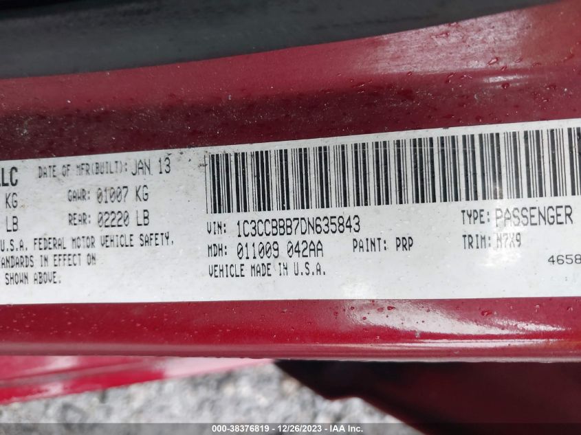 2013 CHRYSLER 200 TOURING - 1C3CCBBB7DN635843