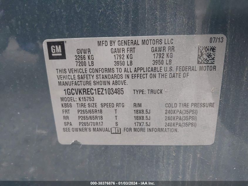 2014 CHEVROLET SILVERADO 1500 1LT - 1GCVKREC1EZ103485