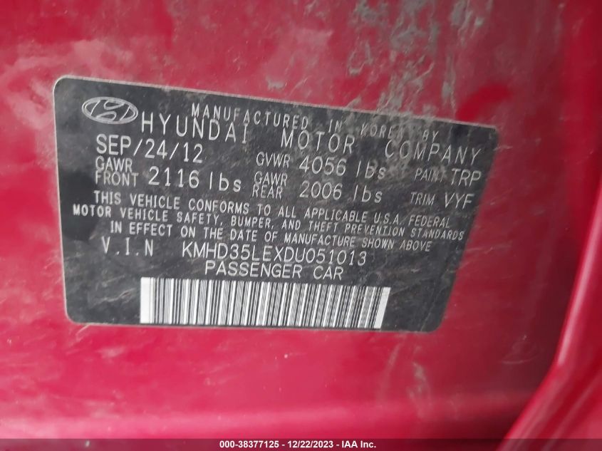 2013 HYUNDAI ELANTRA GT - KMHD35LEXDU051013
