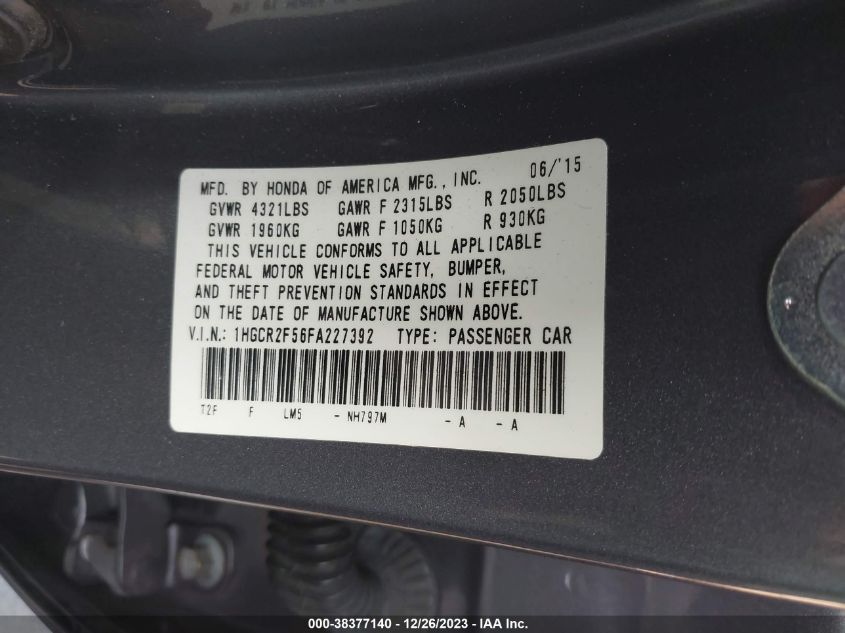2015 HONDA ACCORD SPORT - 1HGCR2F56FA227392