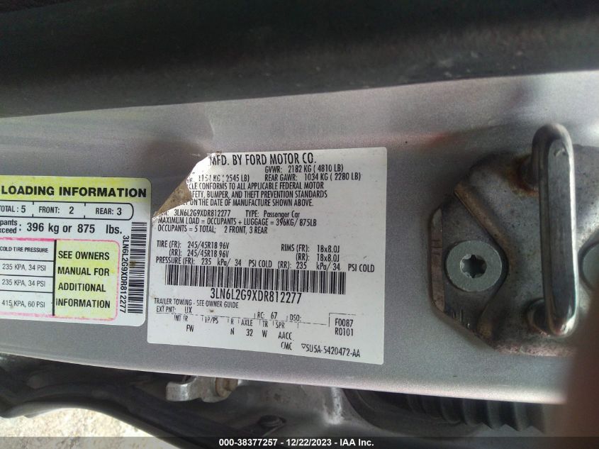 2013 LINCOLN MKZ - 3LN6L2G9XDR812277
